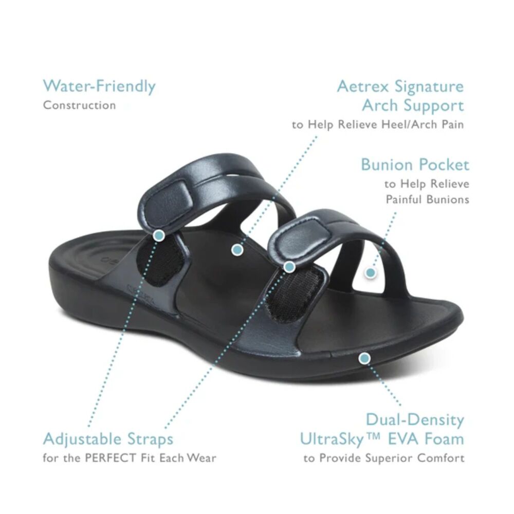 NEW Aetrex Women Janey Pearly White Water Friendly Slide Sandals - Picture 9 of 9